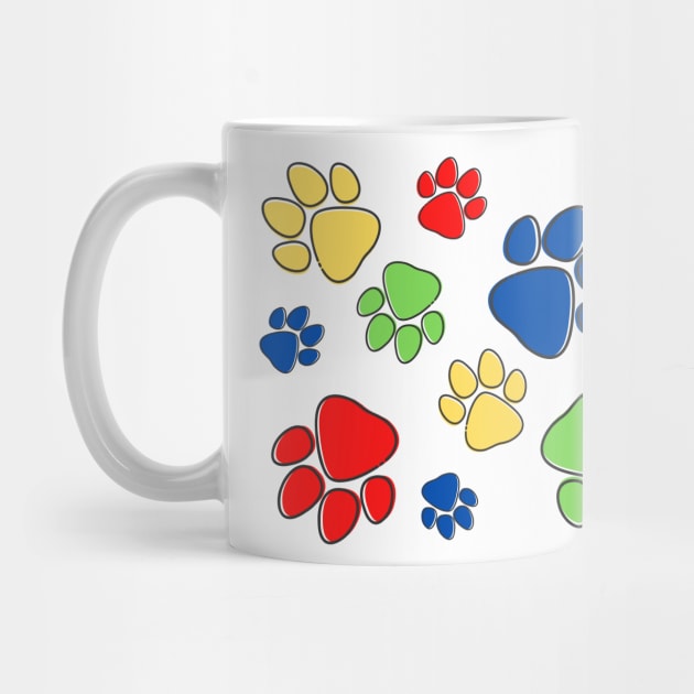 Kids Pawprint Pattern – Red Blue Green Yellow by KoreDemeter14